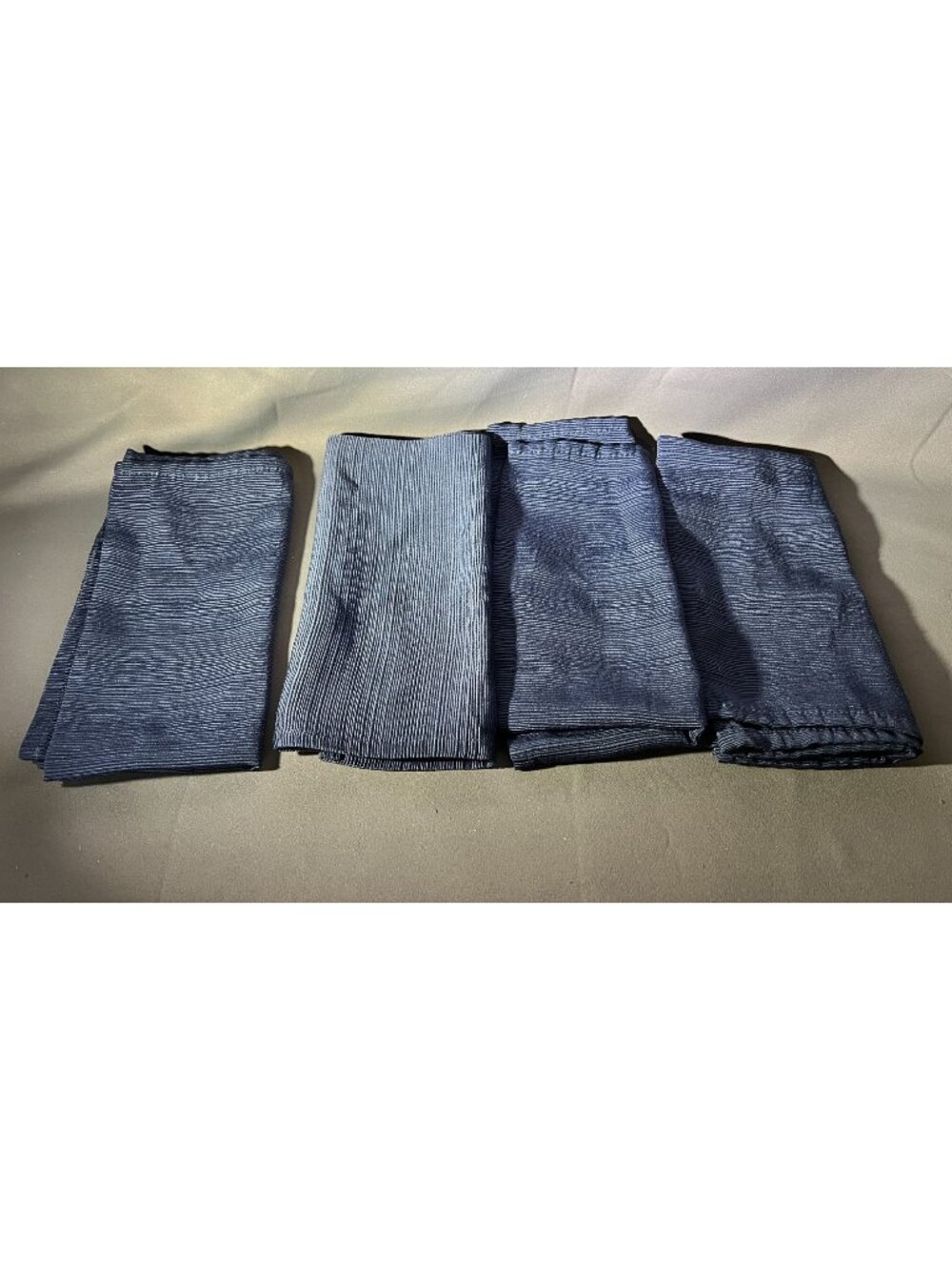 Set Of 4 Navy Blue Table Napkins Elegant Vertical Stripe